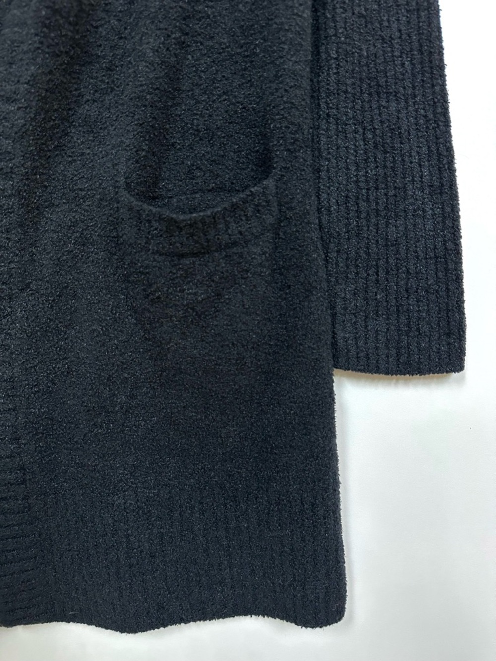 Barefoot Dreams CozyChic Lite Hooded Open Front Cardigan • Black • Sz XL • EUC - Picture 11 of 15